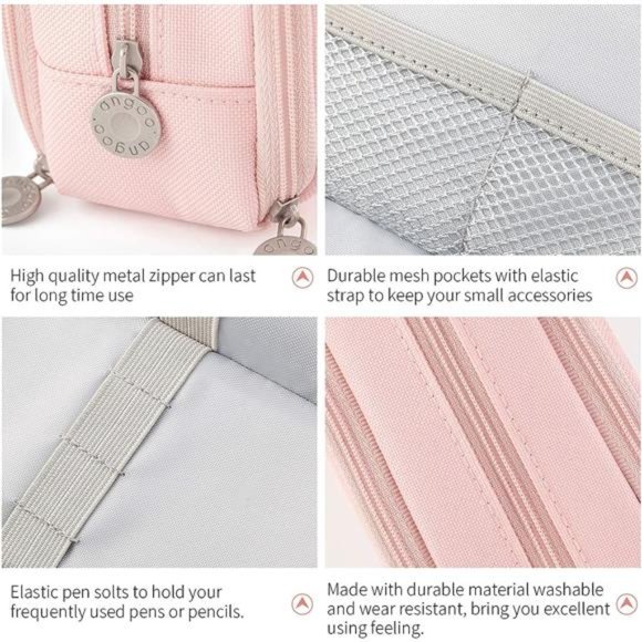 Pink Large Capacity Pencil Case, High Quality for Teen Girl Boy - Picture 7 of 10